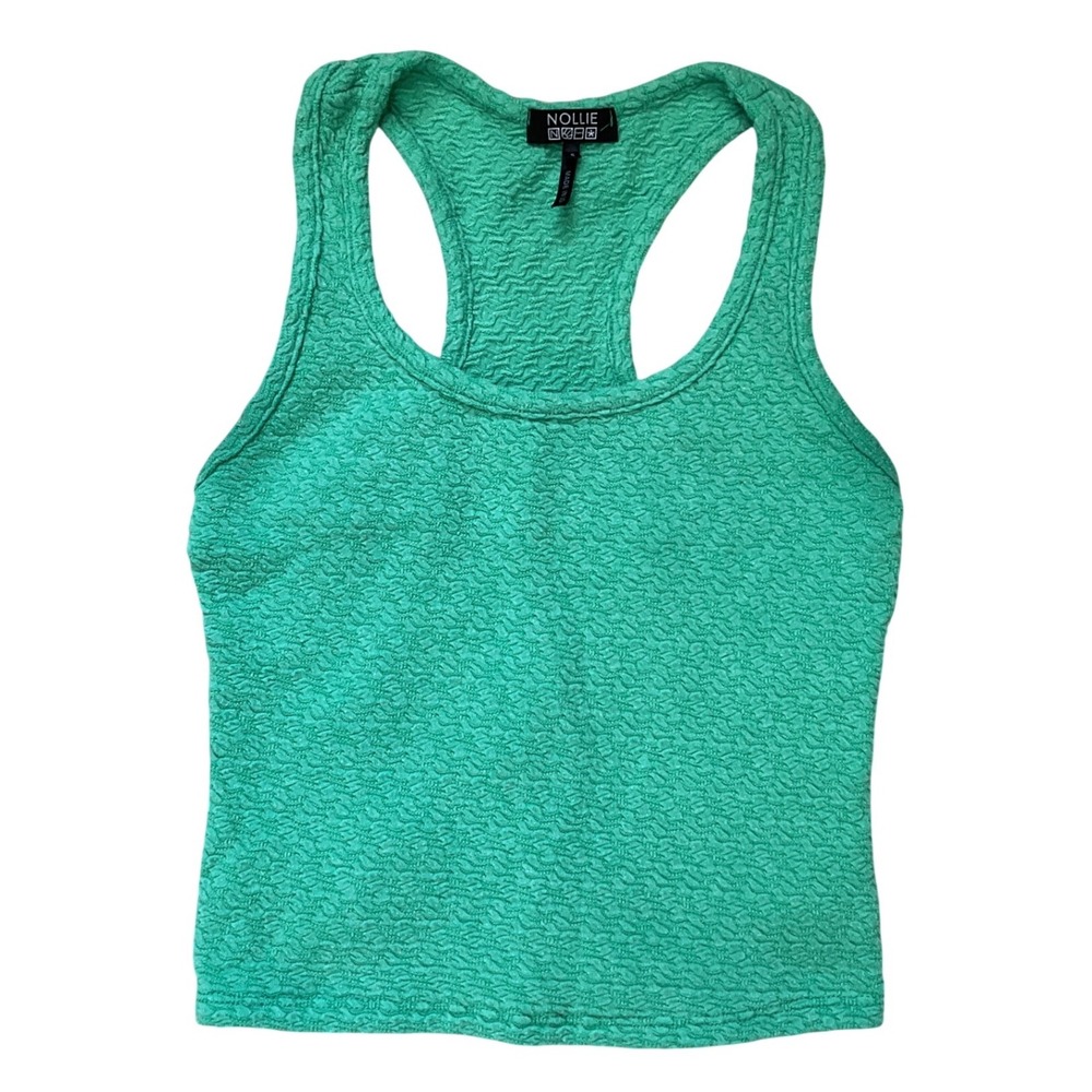 Nollie Womens Green Textured Racerback Tank Top Size S Made in USA